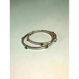 Set of Two Silver Tone Bracelets with Multicolor Gemstones